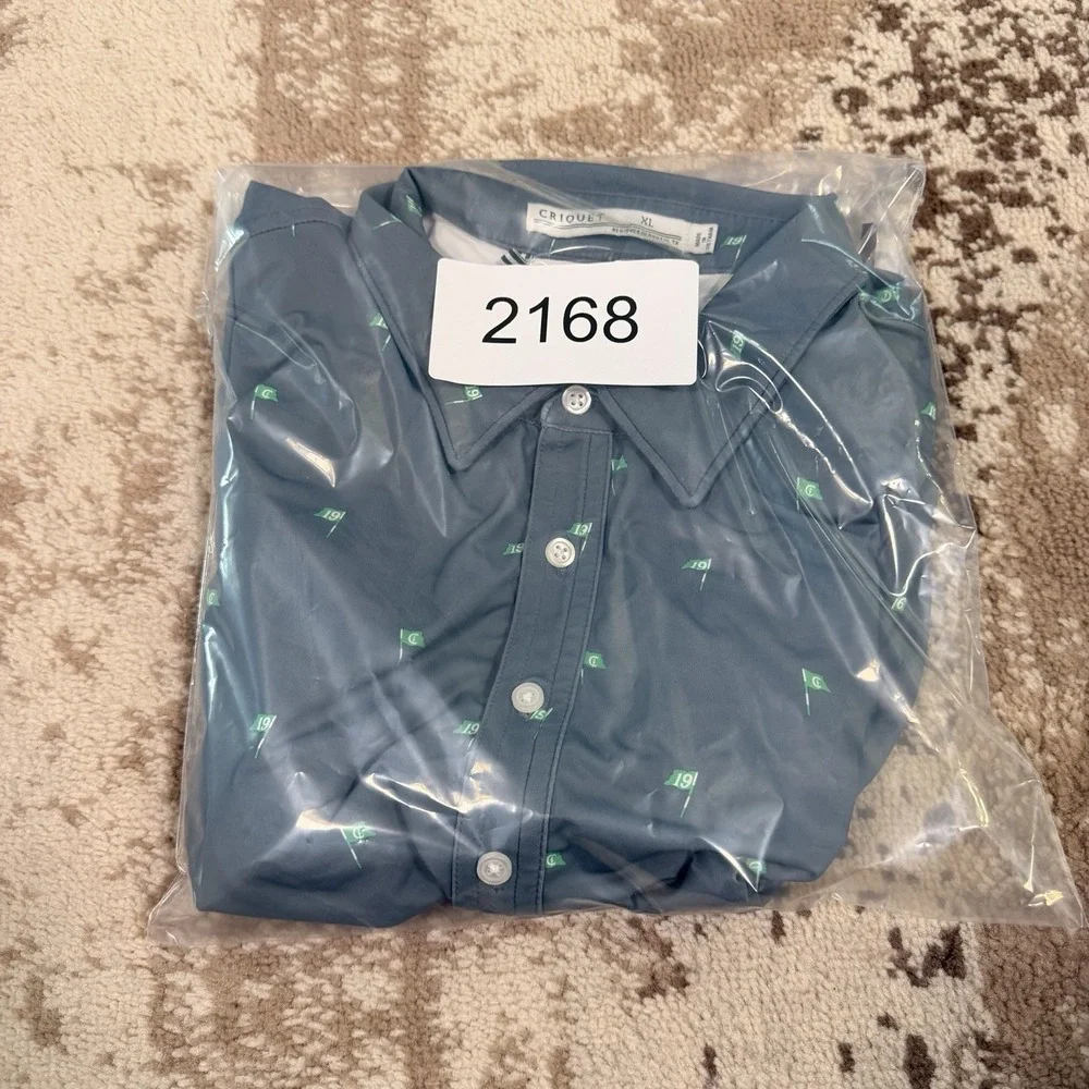 Criquet Tour Range Flag Print Mens XL Golf All Over Graphic Polo Shirt Gray‎